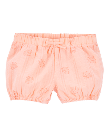 Baby Seashell Pull-On Cotton Shorts - Coral, 
