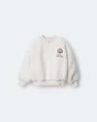 Toddler Let's Have Fun'  Sherpa Quarter-Zip Sweatshirt - Cream, image 2 of 6 slides