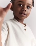 Toddler Boy Henley Tee with Pocket - Cream, image 3 of 7 slides