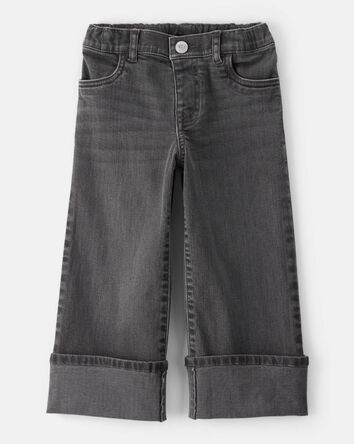 Toddler Girl Denim Wide-Leg Cuff Jeans - Grey, 