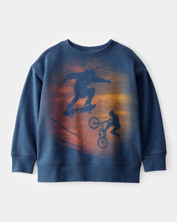 Kid BMX Skater Graphic Sweatshirt - Blue, 