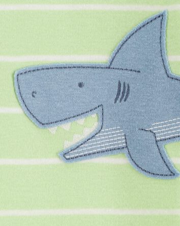 Baby Boy Shark Striped Snug Fit Cotton Footless 1-Piece Pajamas - Green, 