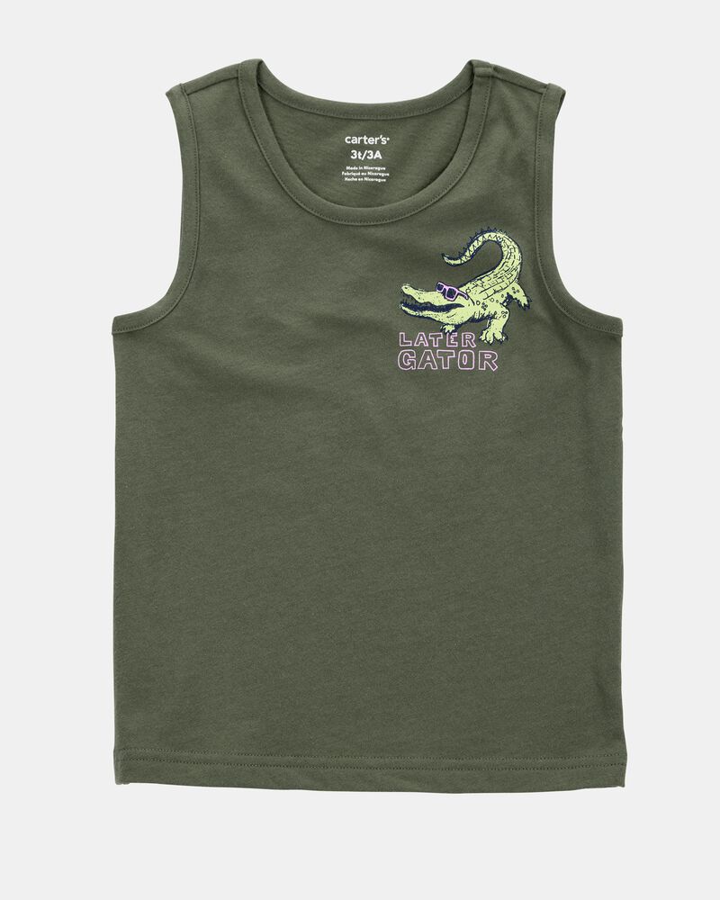 Toddler Boy Alligator Graphic Tank - Green, image 1 of 3 slides
