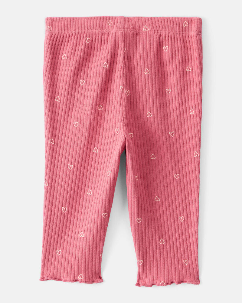 Baby Girl Heart Print Cotton Pull-On Pants - Pink, image 2 of 4 slides