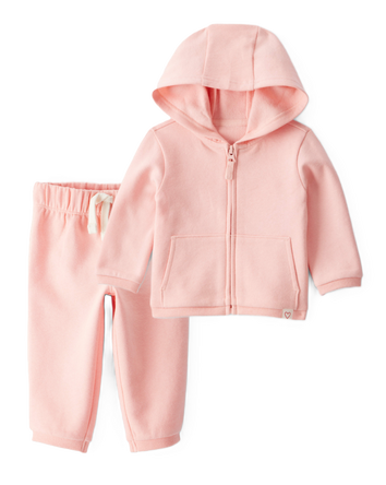 Baby Girl 2-Piece Daydream Fleece Long-Sleeve Zip-Up Jacket & Pull-On Pants Set - Pink, 
