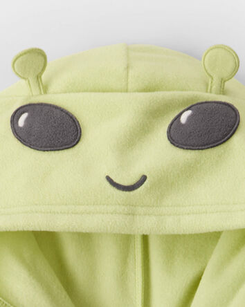 Boys Alien Fleece Hooded Zip-Up 1-Piece Pajama Jumpsuit - Grey, 