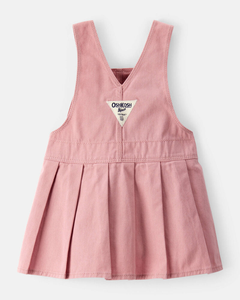 Baby Girl Pleated 100% Cotton Jumper Dress - Pink, image 2 of 4 slides