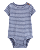 Baby Striped Short-Sleeve Bodysuit - Navy, image 1 of 3 slides