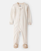 Toddler Boy Rhino 100% Cotton Long-Sleeve 1-Piece Pajamas - Ivory, image 1 of 4 slides