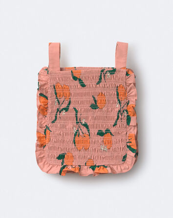 Toddler Girl Smocked Bib Top in Clementine Grove Print - Light Pink, 