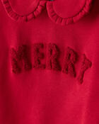 Toddler Girl DayDream Fleece Christmas Merry Long-Sleeve Pullover Sweatshirt - Red, image 2 of 4 slides