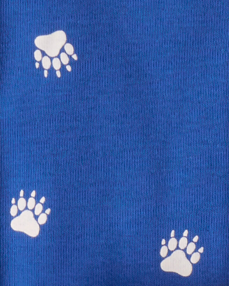 Toddler Boy Woodland Print Cotton Long-Sleeve Snug Fit 4-Piece Pajamas - White/Blue, image 5 of 6 slides