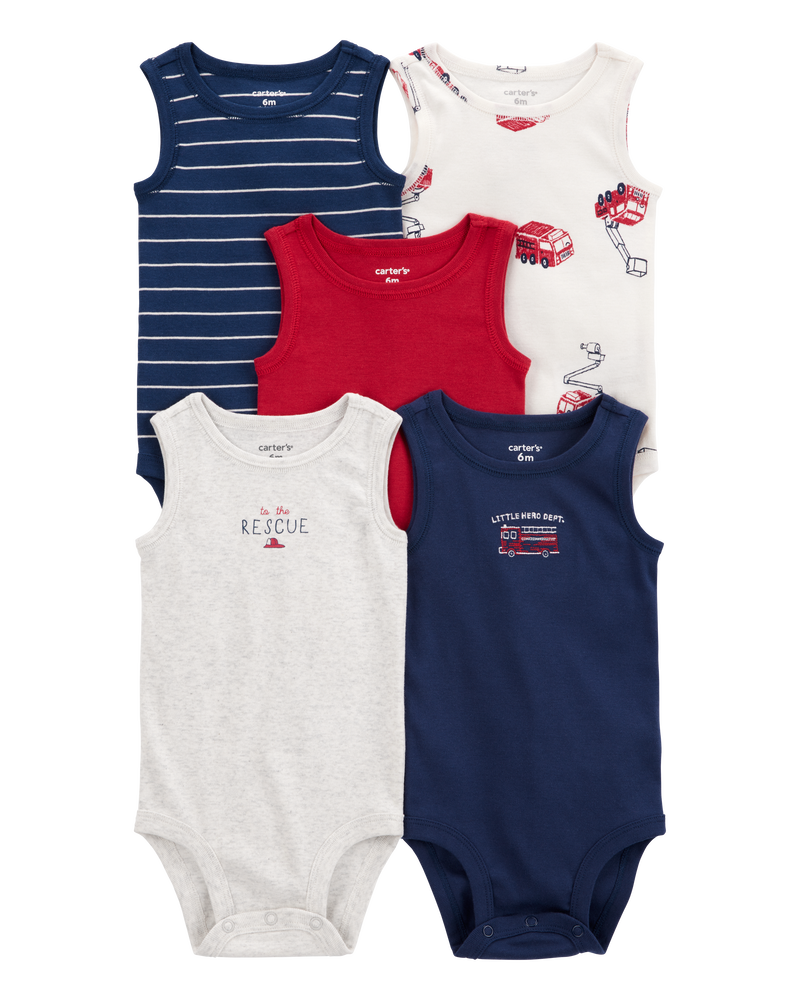 Baby Boy 5-Pack Sleeveless Bodysuits, image 1 of 7 slides