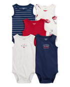 Baby Boy 5-Pack Sleeveless Bodysuits, image 1 of 7 slides