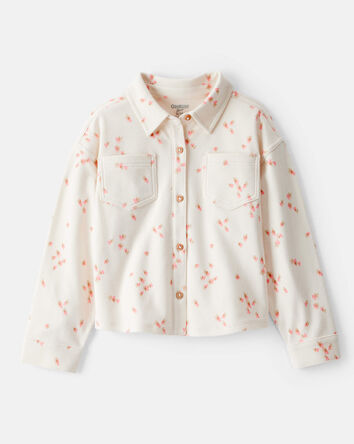 Toddler Girl Heart Print Long-Sleeve Flannel - Cream, 