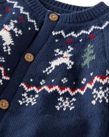 Baby Organic Cotton Fair Isle Sweater Knit Jumpsuit, 