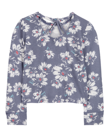 Kid Floral Knit Long-Sleeve Fashion Top - Floral, 