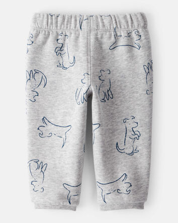 Baby Boy DayDream Fleece Dog Knit Pull-On Pants - Grey, 