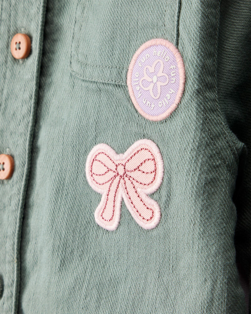 Baby Girl Patchwork Cotton Long-Sleeve Utility Fashion Jacket - Green, image 2 of 4 slides