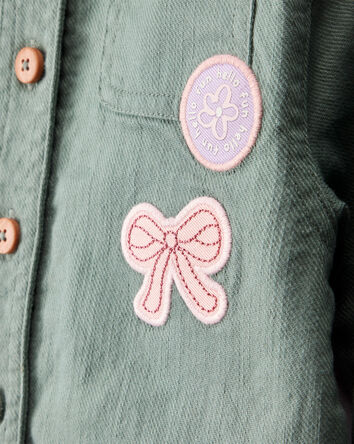 Baby Girl Patchwork Cotton Long-Sleeve Utility Fashion Jacket - Green, 