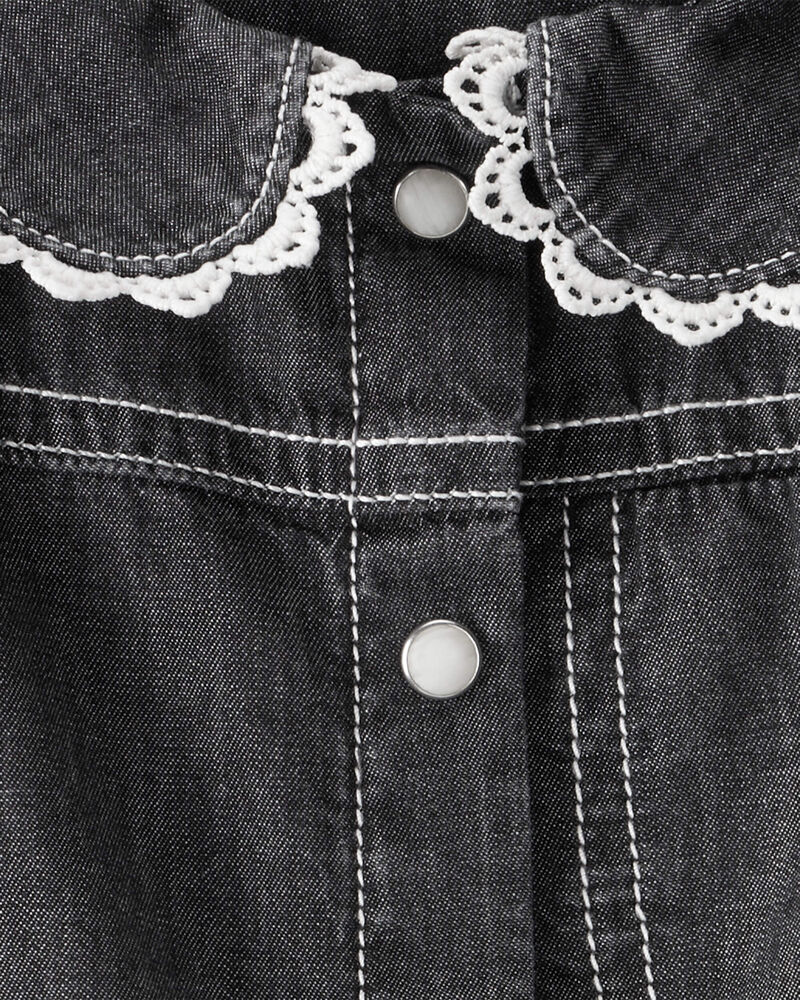 Baby Girl Western Denim Long-Sleeve Top - Black, image 3 of 4 slides