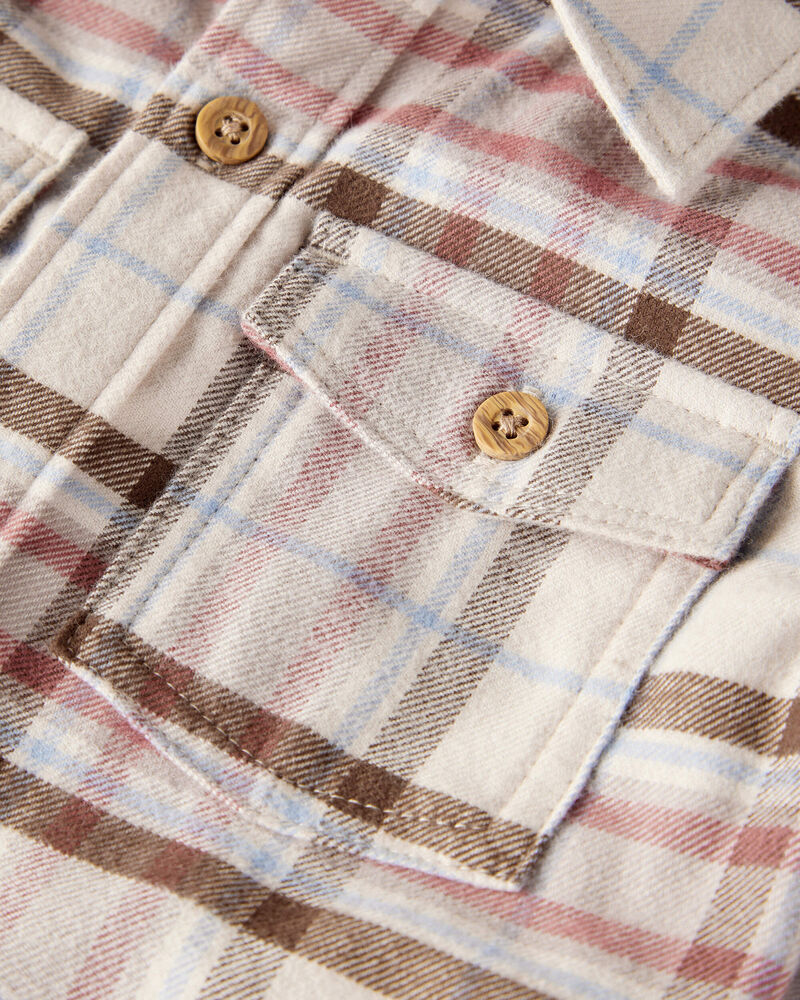 Baby Boy Organic Cotton Button-Front Flannel, image 2 of 4 slides