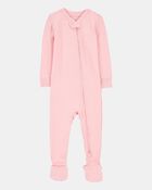 Baby Girl Solid PurelySoft Footie 1-Piece Pajamas - Pink, image 1 of 5 slides