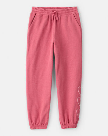 Girls Heart French Terry Joggers - Pink, 
