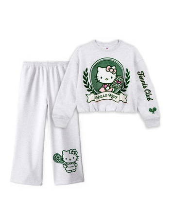 Girls 2-Piece Hello Kitty&reg; Pullover Sweatshirt & Sweatpants Set - Grey, 