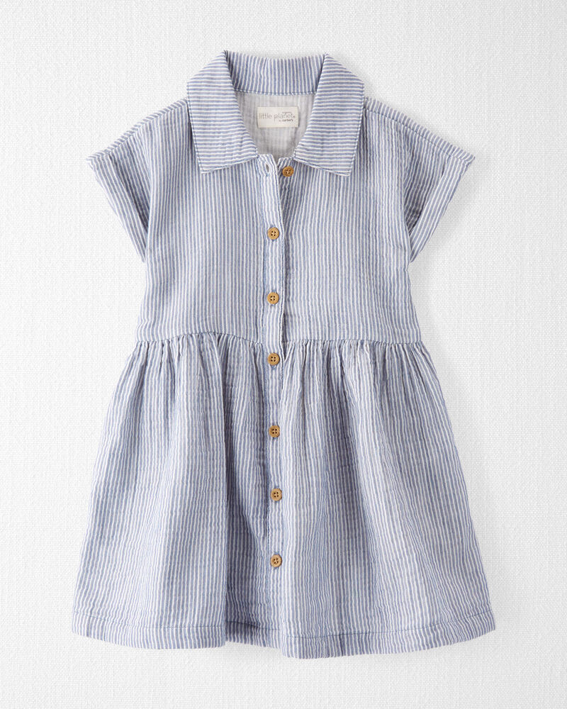 Toddler Organic Cotton Gauze Striped Dress, image 1 of 5 slides