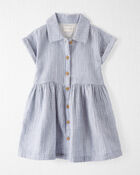 Toddler Organic Cotton Gauze Striped Dress, image 1 of 5 slides