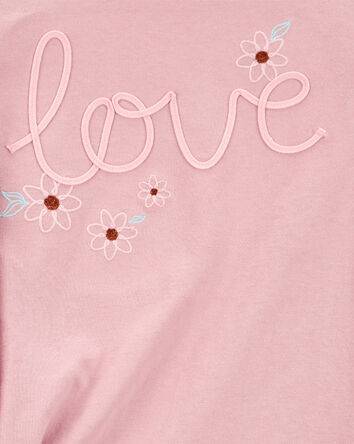 Kid Love Jersey Long-Sleeve Boxy Fit Tee - Pink, 