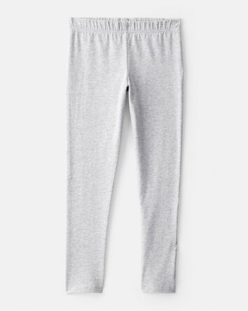 Girls Cotton Stretch Leggings - Grey, 