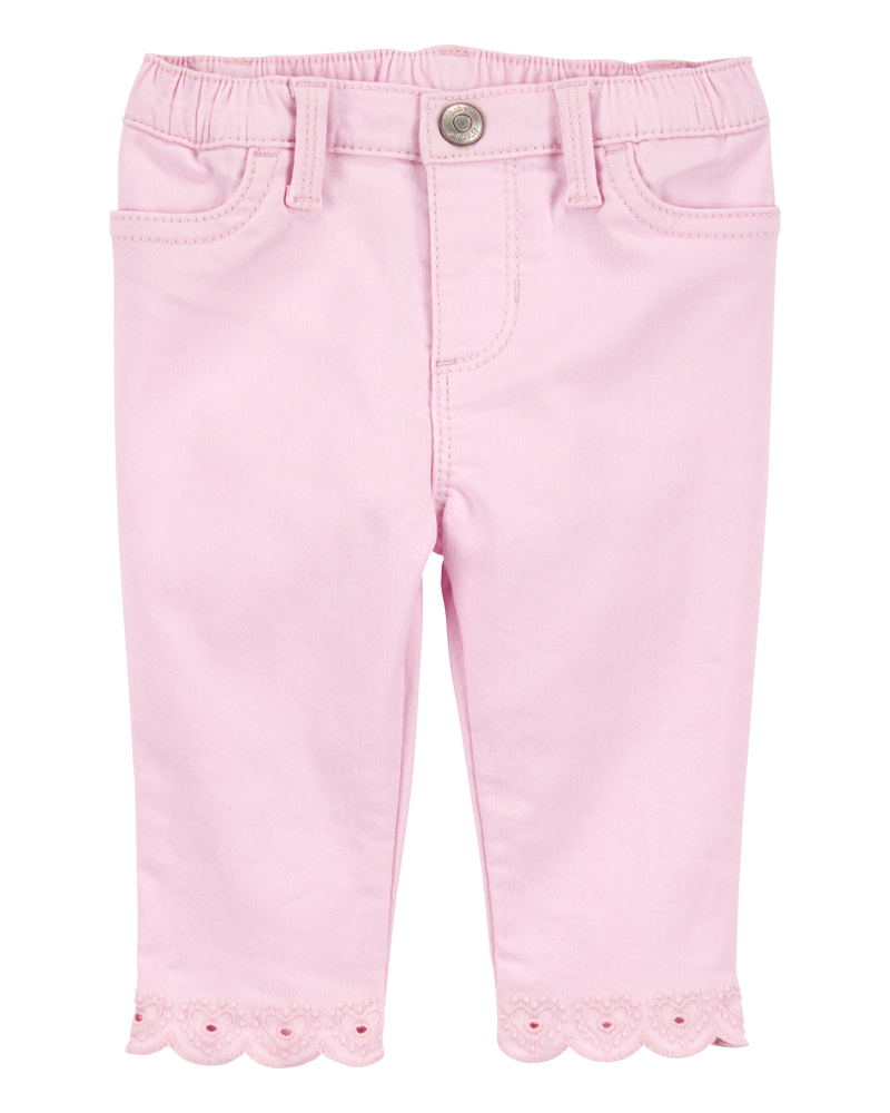 Baby 2-Piece Pointelle Bodysuit & Embroidered Hem Pants Set, image 4 of 7 slides