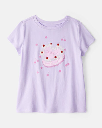 Girls Heart Cake Short-Sleeve Graphic Tee - Purple, 