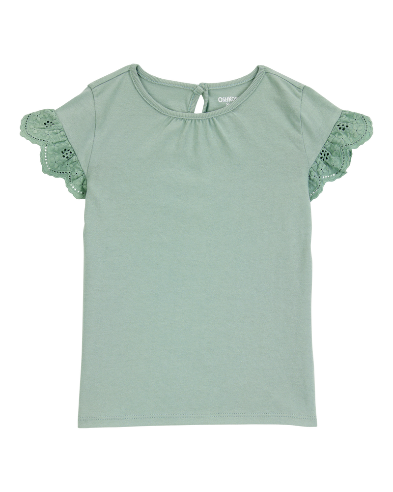 Toddler Flutter Sleeves Short-Sleeve Fashion Top - Green, image 1 of 3 slides