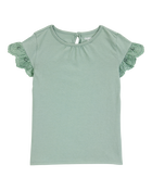 Toddler Flutter Sleeves Short-Sleeve Fashion Top - Green, image 1 of 3 slides