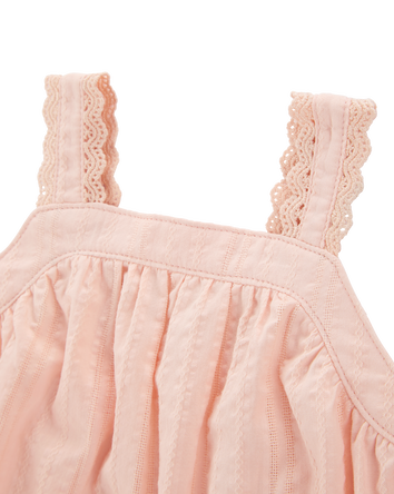 Baby Girl 3-Piece Lace Trim Outfit Set - Pink, 