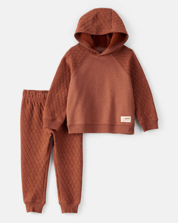 Toddler Boy 2-Piece Hooded Tee & Pant Set - Rust, 