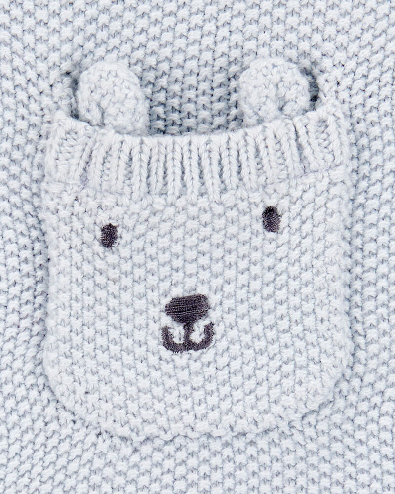 Baby Boy Solid Cotton Romper - Blue, image 2 of 3 slides