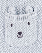 Baby Boy Solid Cotton Romper - Blue, image 2 of 3 slides