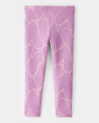 Toddler Girl Cotton Heart Stretch Leggings - Purple, image 2 of 6 slides