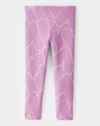 Toddler Girl Cotton Heart Stretch Leggings - Purple, 