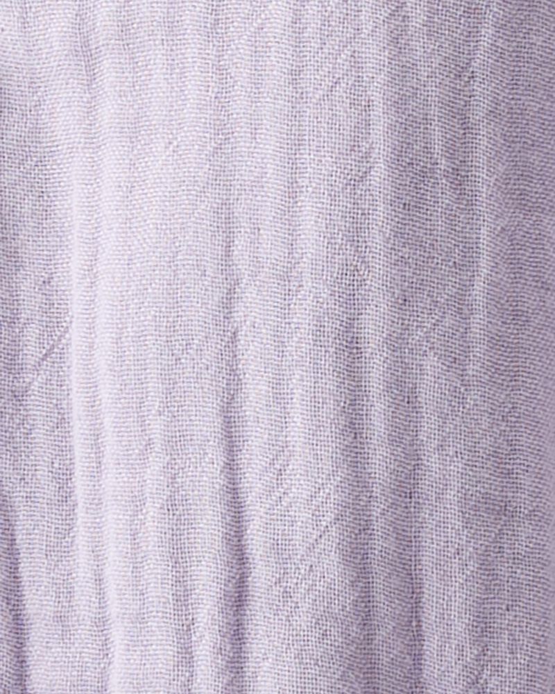 Baby Organic Cotton Gauze Overalls in Lilac, image 4 of 6 slides