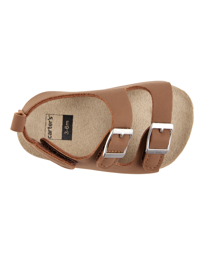 Baby Buckle Faux Cork Sandals - Brown, image 4 of 6 slides