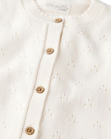 Baby Girl Organic Cotton Sweater Knit Pointelle Jumpsuit, 