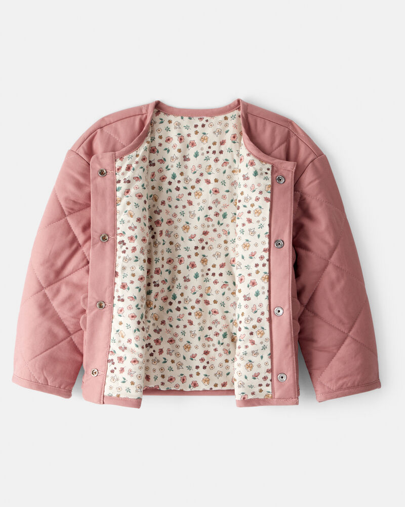 Toddler Girl Quilted Long-Sleeve Fashion Jacket - Pink, image 2 of 5 slides