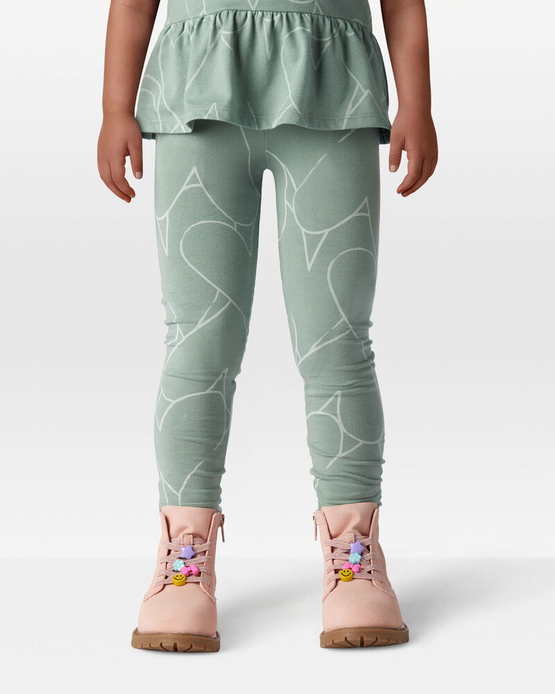 Toddler Girl 2-Piece Heart Print Top & Stretch Leggings Set - Green, image 7 of 8 slides