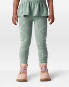 Toddler Girl 2-Piece Heart Print Top & Stretch Leggings Set - Green, image 7 of 8 slides