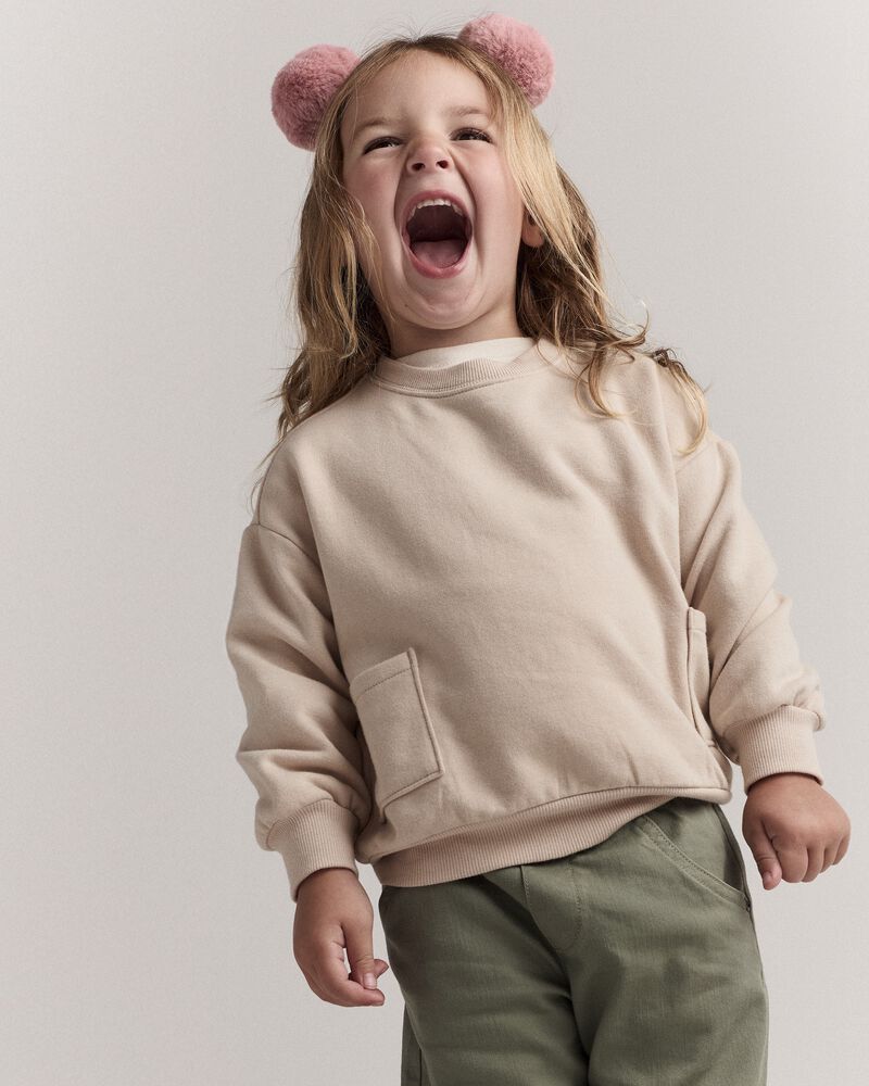 Toddler Otter Sweatshirt&trade; with Pockets - Khaki, image 1 of 7 slides